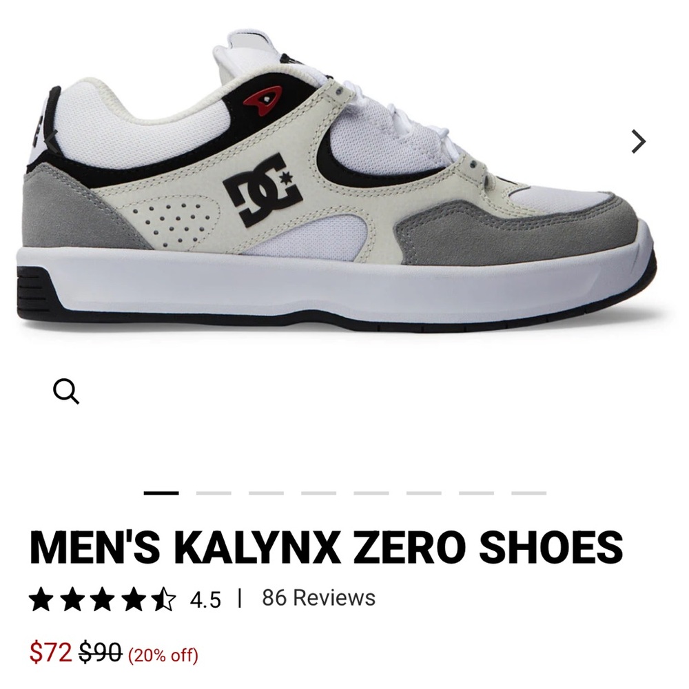 DC Men's Kalynx Zero Sneakers - White, Gray, and Black